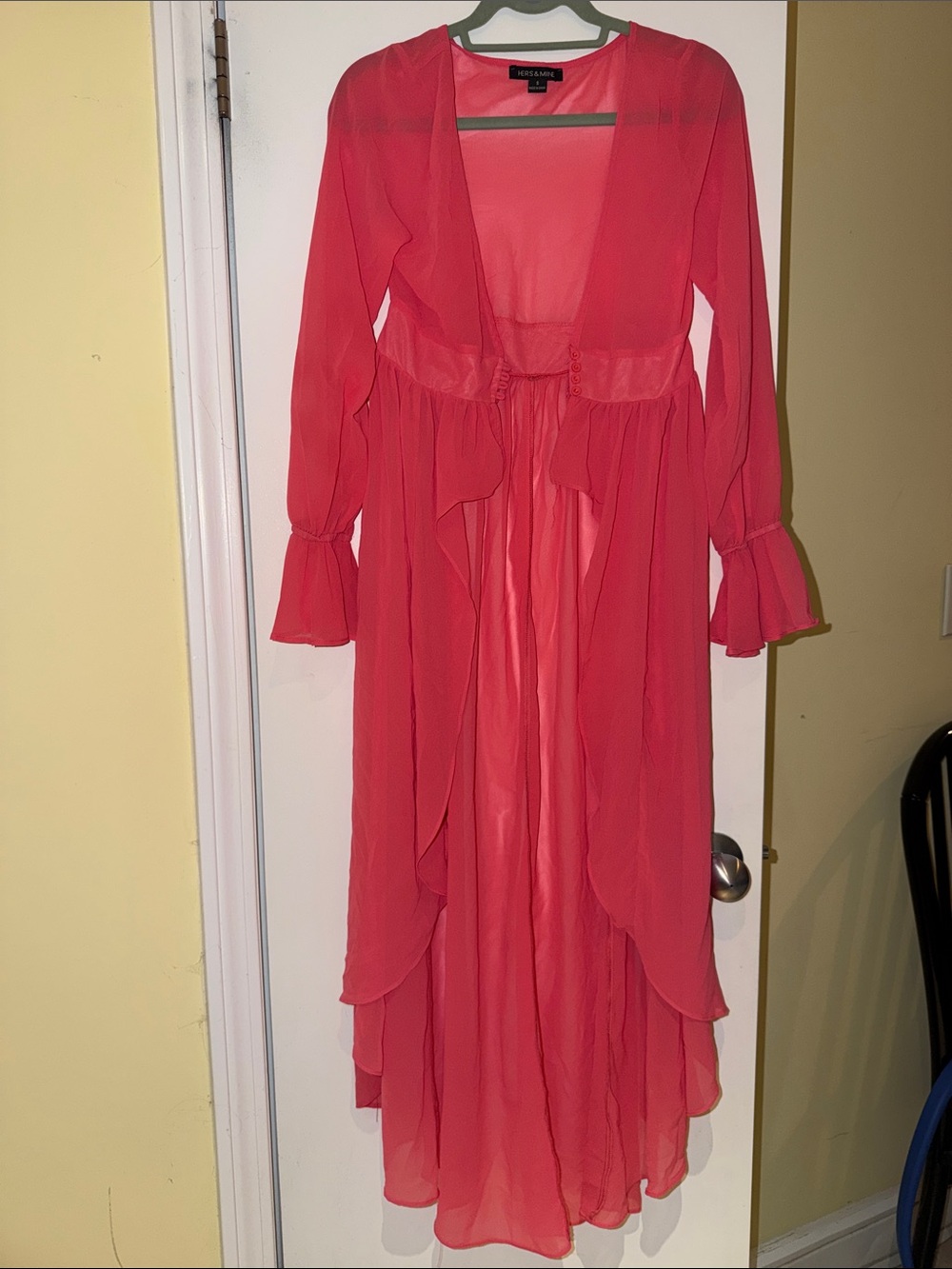 Bright Coral Sheer Maxi Duster